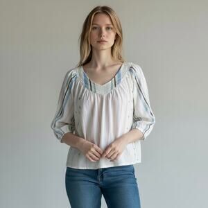 Sacred Threads Boho Peasant Blouse One Size